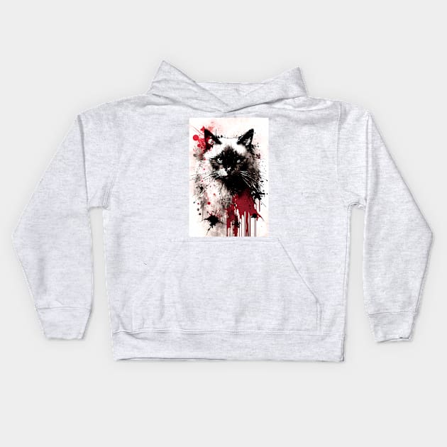 Birman Cat Portrait Kids Hoodie by TortillaChief